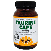 Taurine 500 mg w/B-6 100 Vegicaps, Country Life