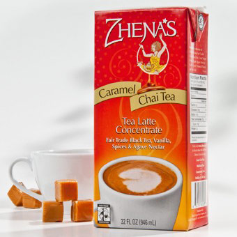 Zhena's Gypsy Tea Tea Latte Concentrate, Caramel Chai Tea, 6 x 32 oz, Zhena's Gypsy Tea
