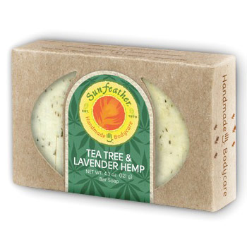 Tea Tree & Lavender Hemp Bar Soap, 4.3 oz, Sunfeather Soap