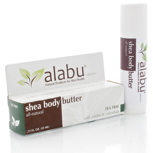 Alabu Skin Care Tea Tree Shea Body Butter Roll-Up, with Jojoba & Calendula, 0.75 oz, Alabu Skin Care