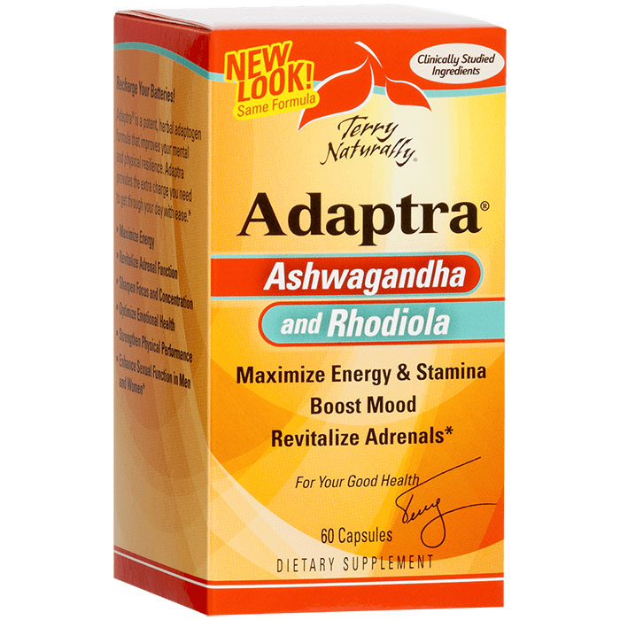 Terry Naturally Adaptra, Stress Relief with Ashwagandha & Rhodiola, 60 Capsules, EuroPharma