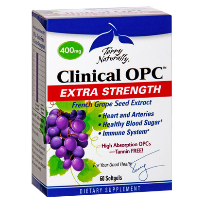 Terry Naturally Clinical OPC Extra Strength, French Grape Seed Extract, 60 Softgels, EuroPharma