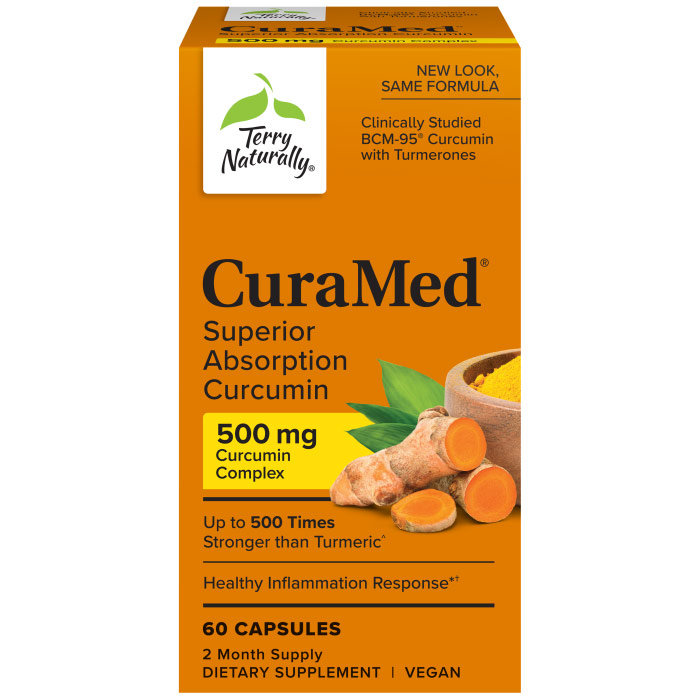 Terry Naturally CuraMed 200 mg, Patented BCM-95 Curcumin, 60 Capsules, EuroPharma