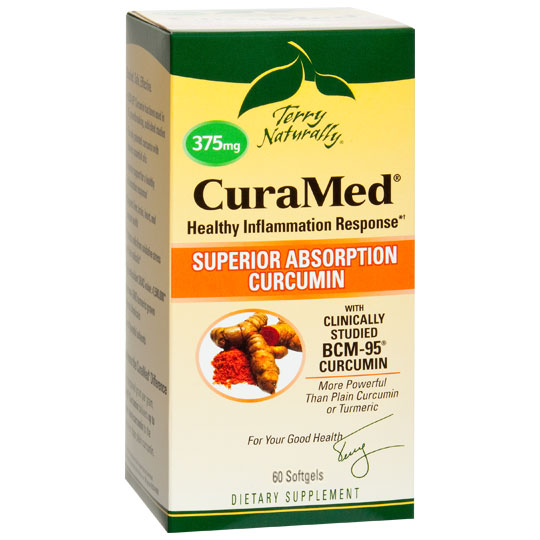 Terry Naturally CuraMed 375 mg, Superior Absorption Curcumin, 60 Softgels, EuroPharma