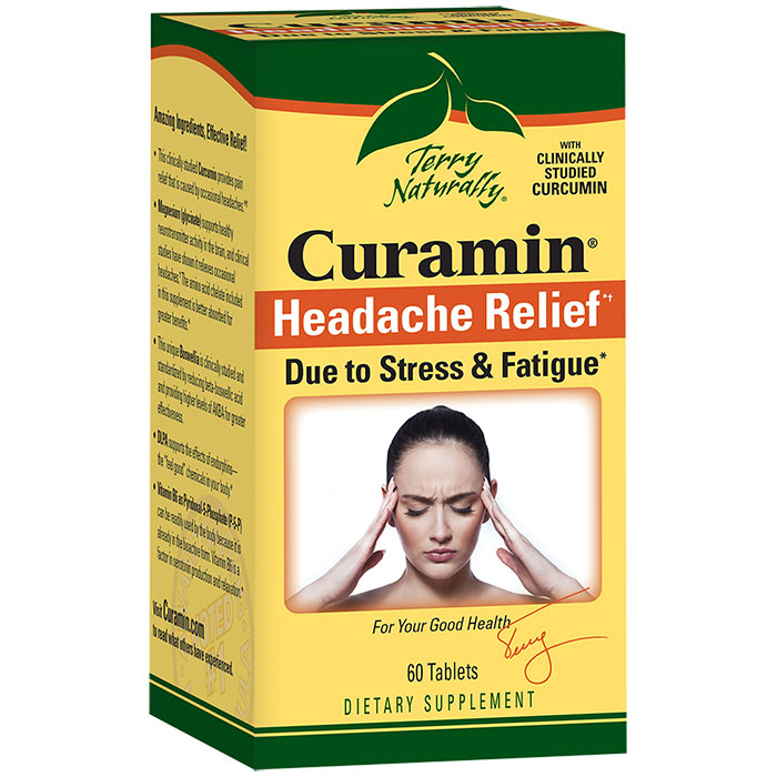 Terry Naturally Curamin Headache Formula, Due to Stress & Fatigue, 60 Tablets, EuroPharma