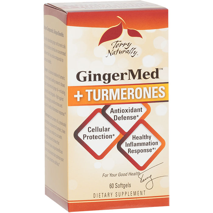 Terry Naturally GingerMed + Turmerones (Ginger Extract & Turmeric), 60 Softgels, EuroPharma