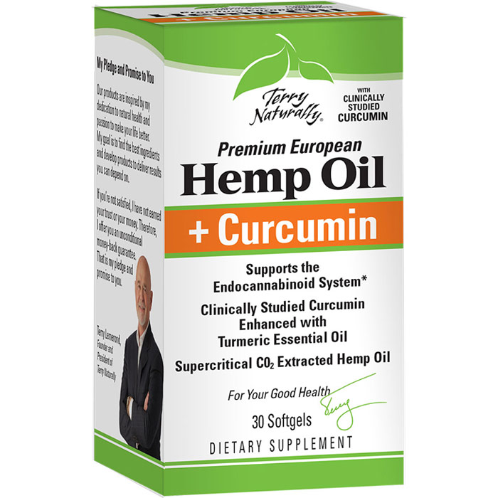 Terry Naturally Hemp Oil + Curcumin, 30 Softgels, EuroPharma