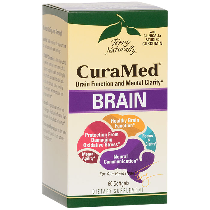 Terry Naturally CuraMed Brain, Brain Function & Mental Clarity, 60 Softgels, EuroPharma