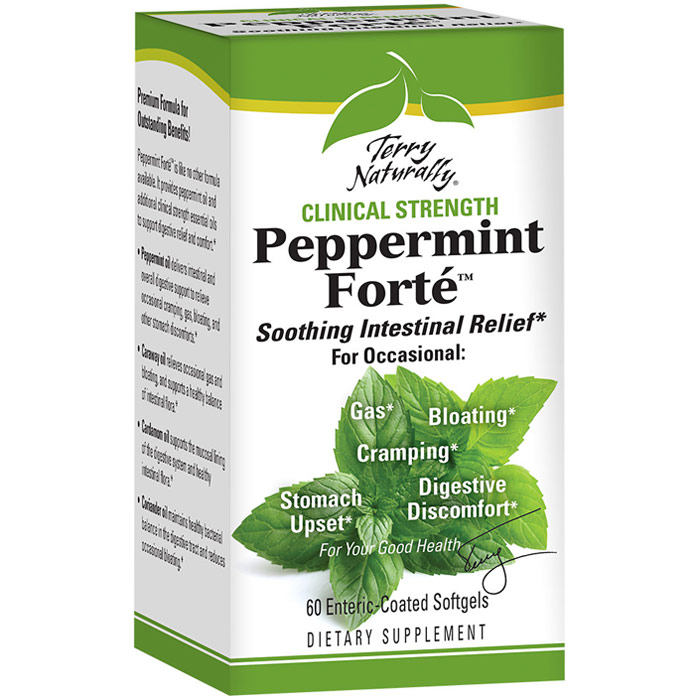 Terry Naturally Peppermint Forte, Clinical Strength, 60 Enteric-Coated Softgels, EuroPharma