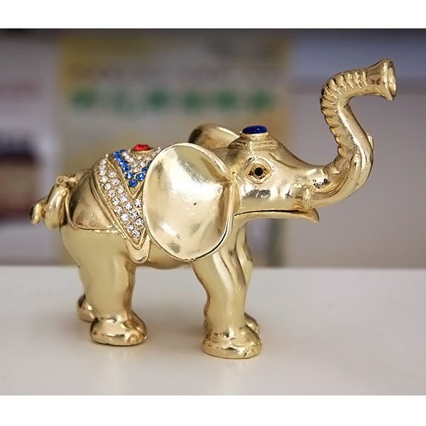 Thai Golden Elephant Gilt Jewelry Gift Box with Fine Crystals