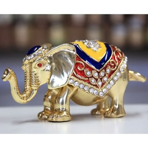 Thailand Elephant Gilt Jewelry Gift Box with Fine Crystals