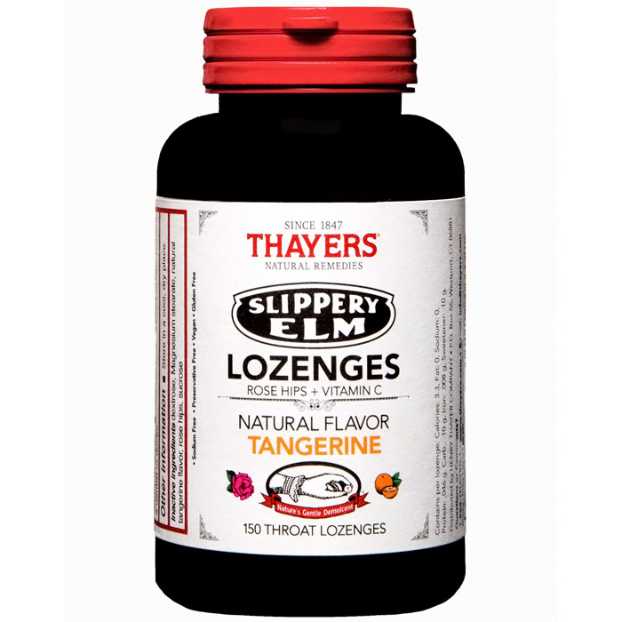 Thayers Slippery Elm Lozenges - Tangerine Flavor, Value Size, 150 Throat Lozenges