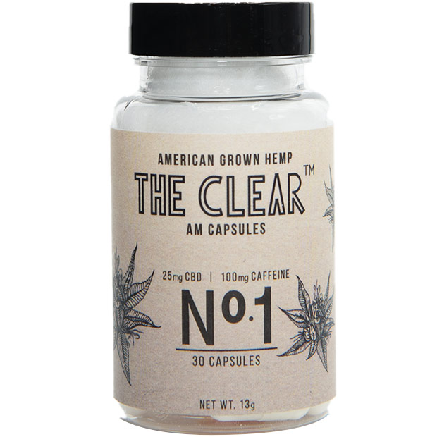 The Clear AM Capsules (25 mg CBD + 100 mg Caffeine Per Capsule), 30 Capsules