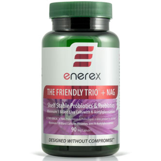 The Friendly Trio Plus NAG, Temperature Stable Probiotic & Prebiotic, 90 Capsules, Enerex USA