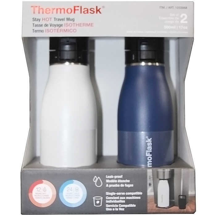ThermoFlask Thermal Tumbler 17 oz Water Bottle, 2 Pack