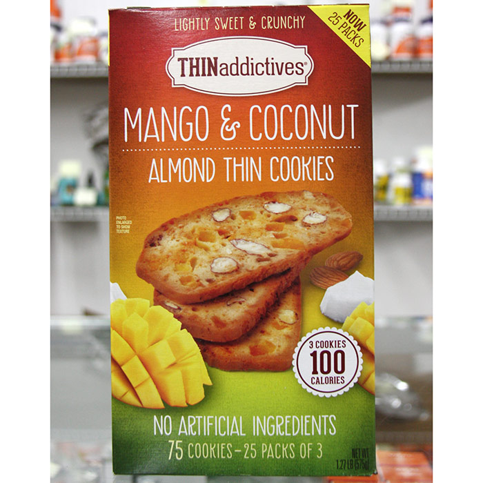 THINaddictives Mango & Coconut Almond Thin Cookies, 1.27 lb (75 Cookies)