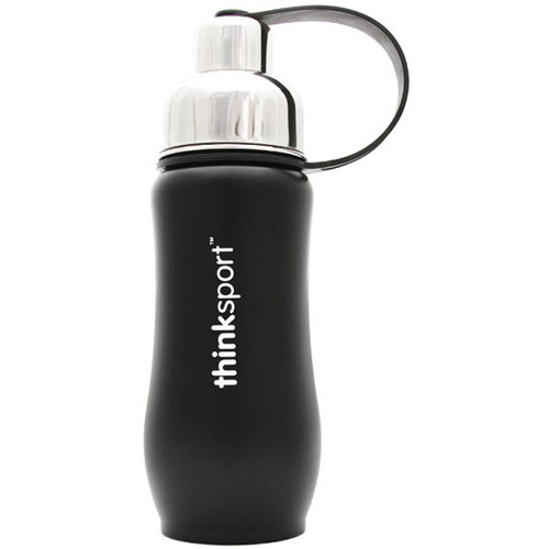 Thinksport Stainless Steel Insulated Sports Bottle, Black, 12 oz