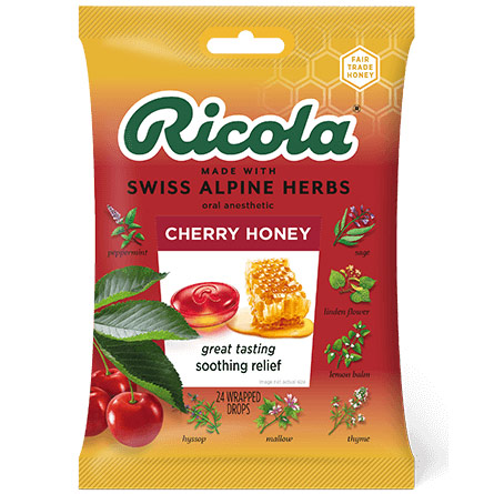 Herb Throat Drops, Cherry Honey, 24 Drops, Ricola