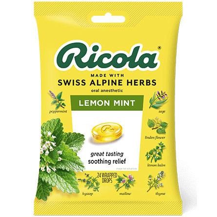 Herb Throat Drops, Lemon Mint, 24 Drops, Ricola