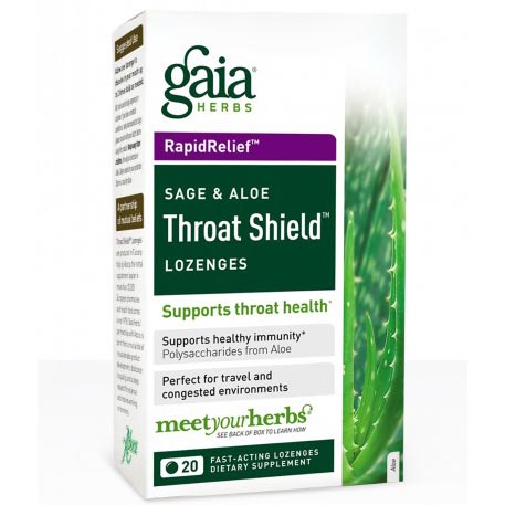 Throat Shield Lozenges, Sage and Aloe, 20 Lozenges, Gaia Herbs