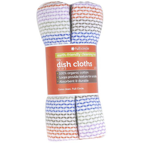 Tidy Dish Cloths, 100% Organic Cotton, 3 Pack, Full Circle Home