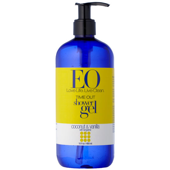 EO Products Time Out Shower Gel, Coconut & Vanilla with Tangerine, 16 oz, EO Products