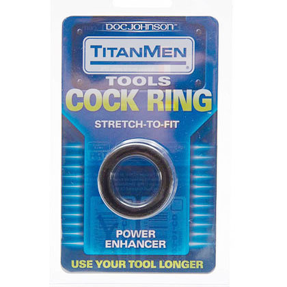 TitanMen Stretch-To-Fit Cock Ring, Black, Doc Johnson