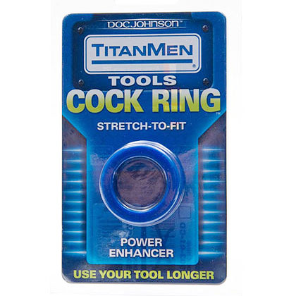 TitanMen Stretch-To-Fit Cock Ring, Blue, Doc Johnson