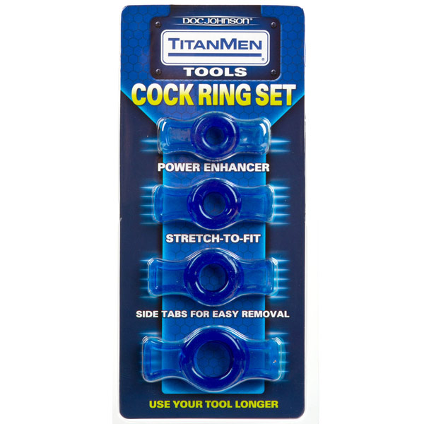 TitanMen Cock Ring Set - Blue, Doc Johnson
