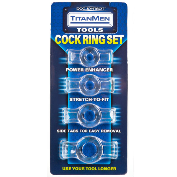 TitanMen Cock Ring Set - Clear, Doc Johnson