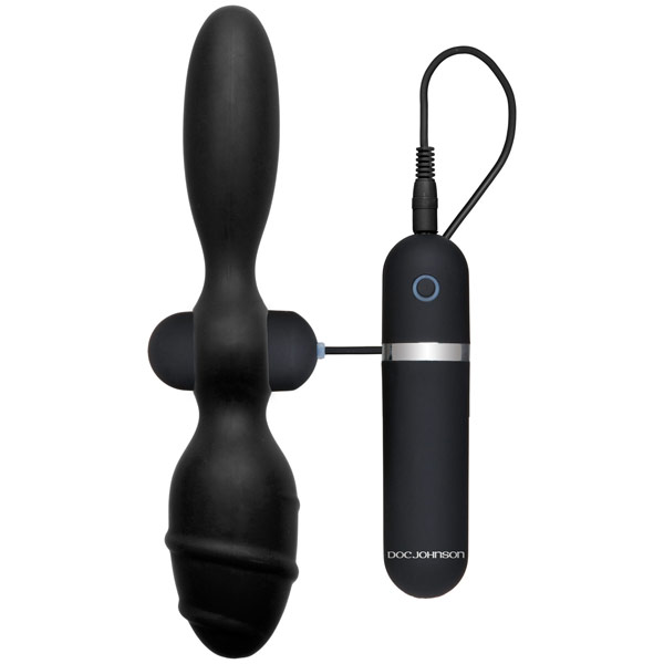 TitanMen Double Tool - Black, Double-Ended Vibrating Butt Plug, Doc Johnson