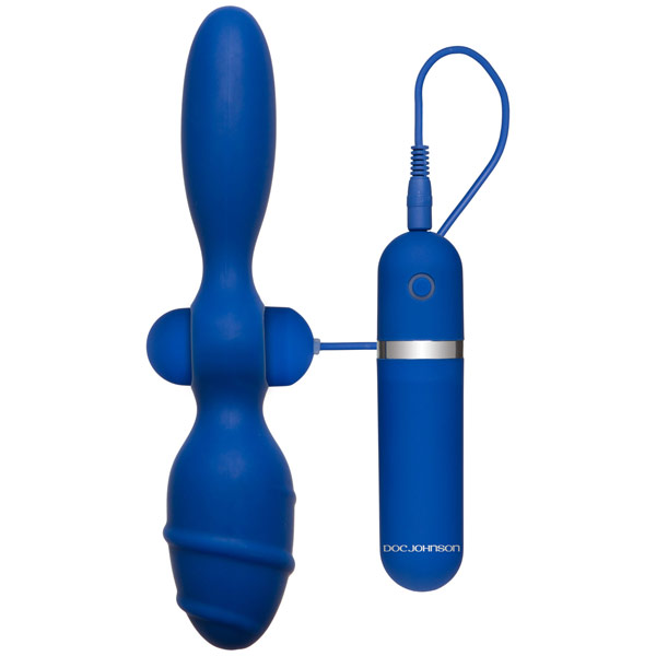 TitanMen Double Tool - Blue, Double-Ended Vibrating Butt Plug, Doc Johnson