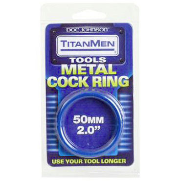 Doc Johnson TitanMen Metal Cock Ring, Blue, 50mm, Doc Johnson