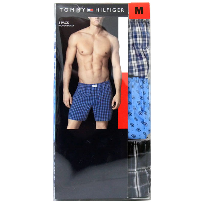 Tommy Hilfiger Mens Woven Boxer, 3 Pack