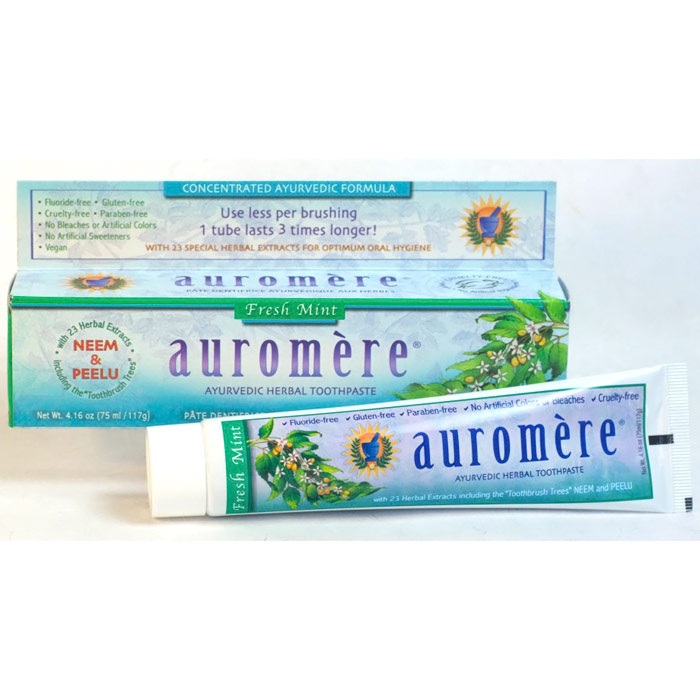 Auromere Ayurvedic Herbal Toothpaste, Fresh Mint, 4.16 oz, Auromere