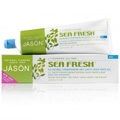 Sea Fresh Anti-Cavity & Strengthening Toothpaste Gel, Deep Sea Spearmint, 6 oz, Jason Natural
