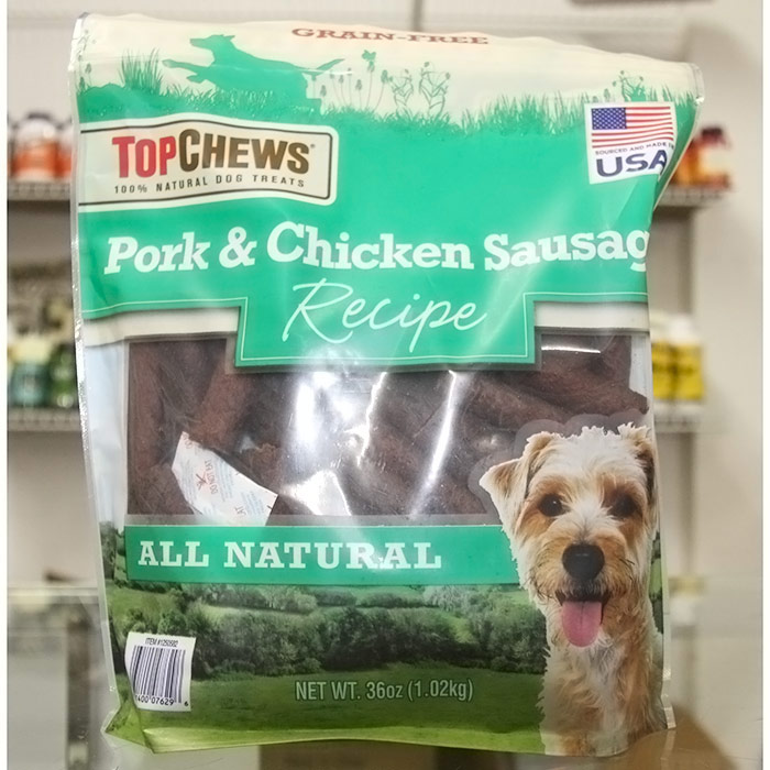 Top Chews Chicken & Apple Recipe Sausages, Natural Dog Treats, 2.5 lb (1.13 kg)