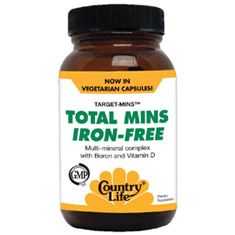 Total Mins Iron-Free Mineral Complex 150 Vegicaps, Country Life