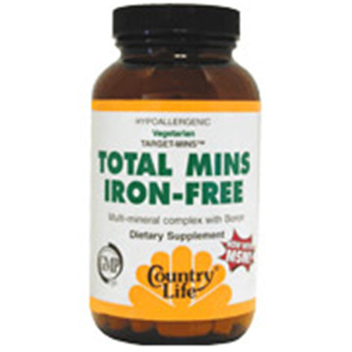 Total Mins Iron-Free Target Mins 120 Tablets, Country Life