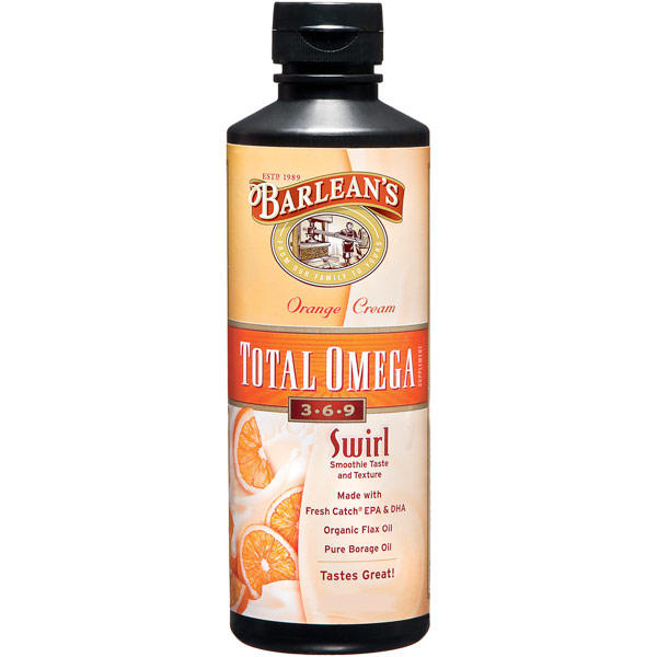 Total Omega 3-6-9 Swirl Liquid, Orange Cream (Complete & Balanced), 8 oz, Barleans Organic Oils