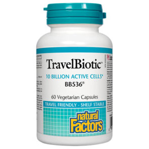 TravelBiotic BB536, Travel Friendly Probiotic, 60 Vegetarian Capsules, Natural Factors