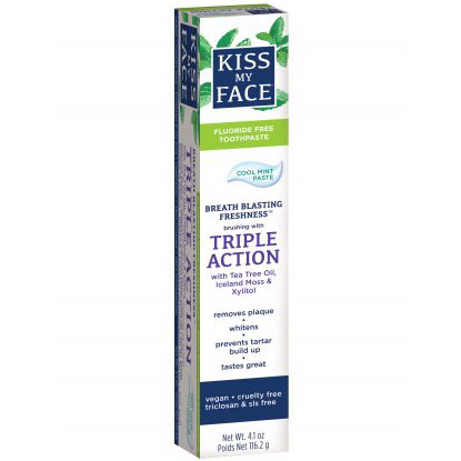 Triple Action Fresh Mint Fluoride Free Toothpaste, 4.1 oz, Kiss My Face