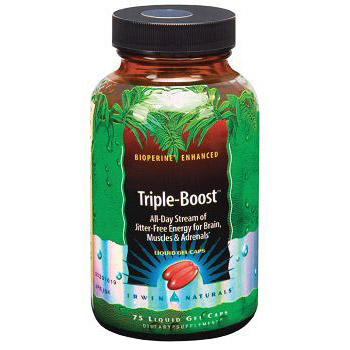 Triple Boost Caffeine-Free Energy, 75 Liquid Gel Caps, Irwin Naturals