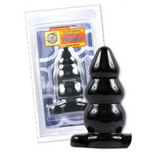 Triple Ripple Butt Plug Large - Black, Doc Johnson