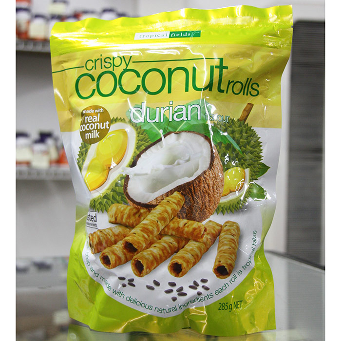 Tropical Fields Crispy Coconut Rolls, Durian Flavour, 285 g