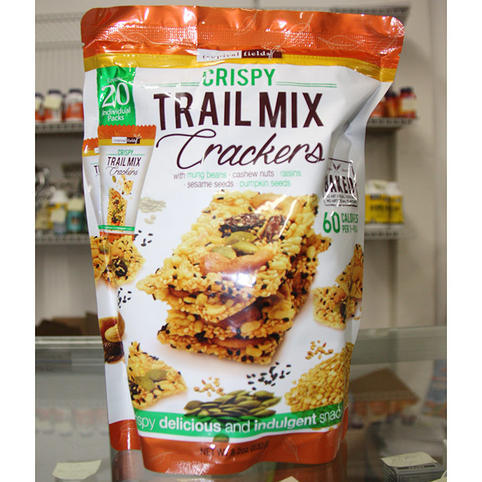 Tropical Fields Crispy Trail Mix Crackers with Mung Beans, Cashew Nuts, Raisins, Sesame Seeds, Pumpkin Seeds, 8.2 oz (232 g)