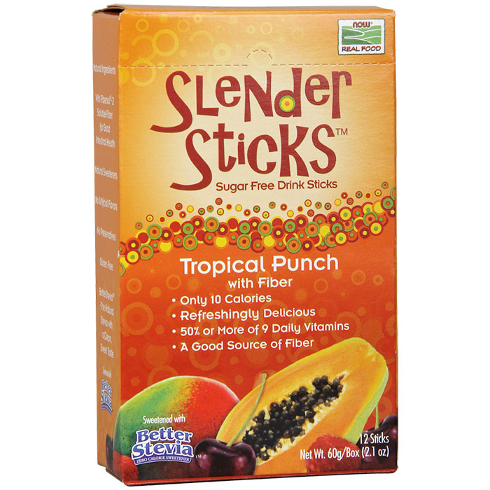 Tropical Punch with Fiber Slender Sticks, Sugar Free Drink Mix, 12 Sticks, NOW Foods