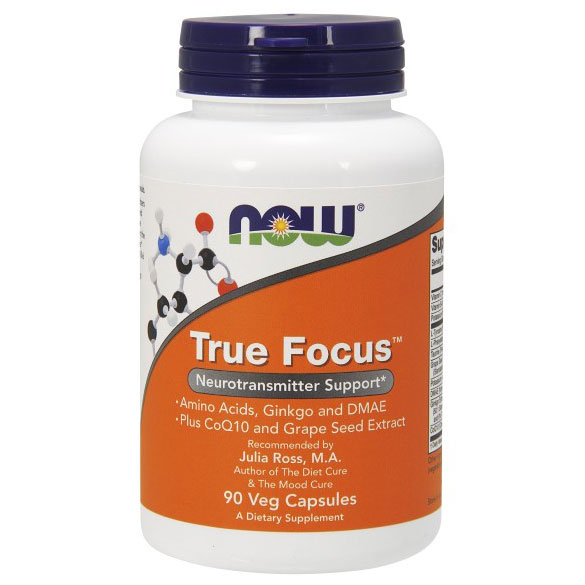 True Focus, Amino Acids, Ginkgo & DMAE, 90 Veg Capsules, NOW Foods