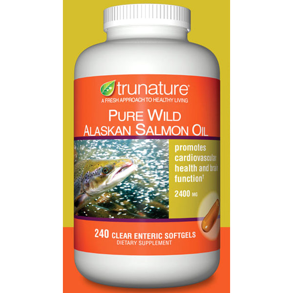 TruNature Pure Wild Alaskan Salmon Oil 2400 mg, 240 Clear Enteric Softgels