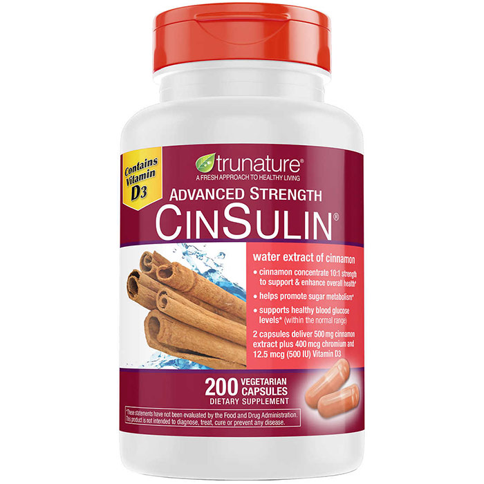 TruNature Advanced Strength CinSulin, Cinnamon Plus Chromium & D3, 170 Capsules